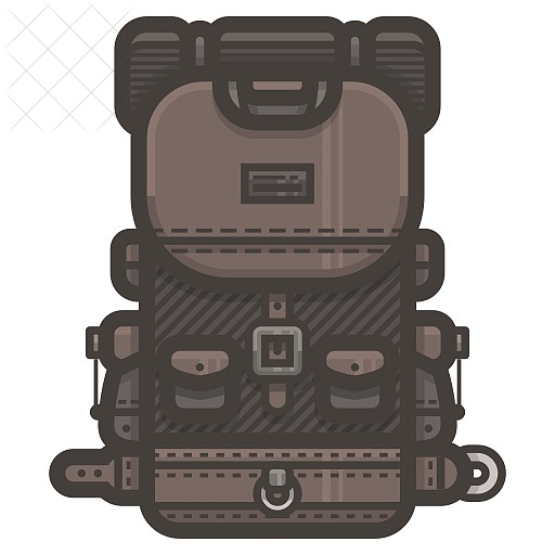 Backpack, camping, hiking, travel icon.