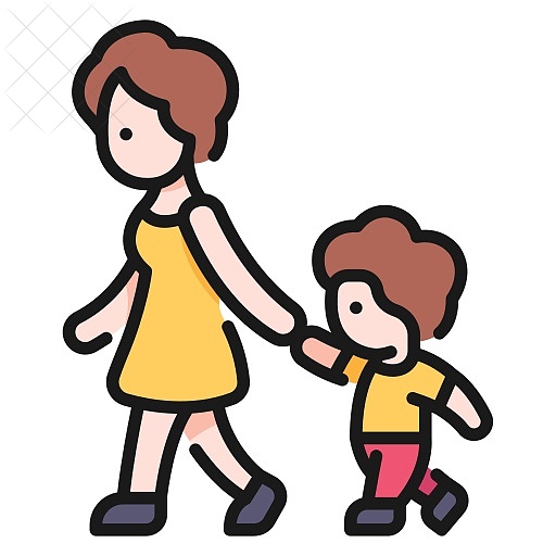 Mom, people, person, son, walk icon.