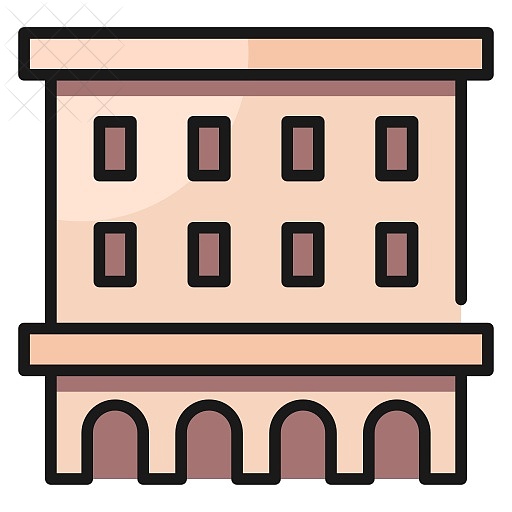 Apartment, architecture, building, city, residence icon.