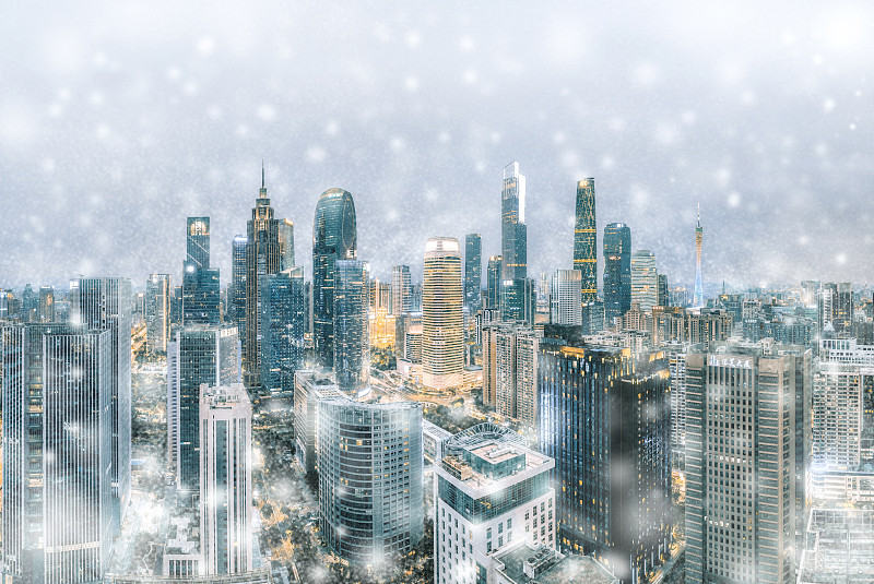 下雪的廣州圖片素材