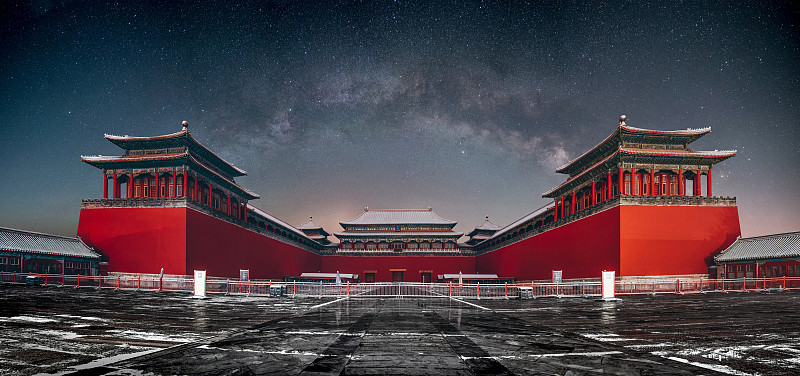 北京故宫午门星空雪图片下载