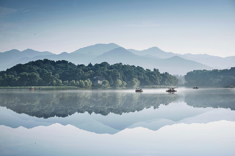西湖水墨景觀，杭州，中國圖片素材