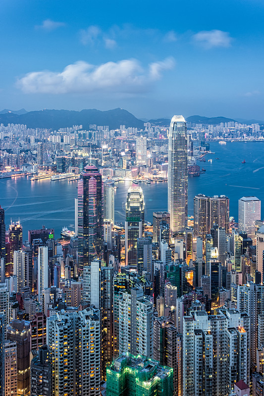 香港太平山頂的城市風光圖片素材