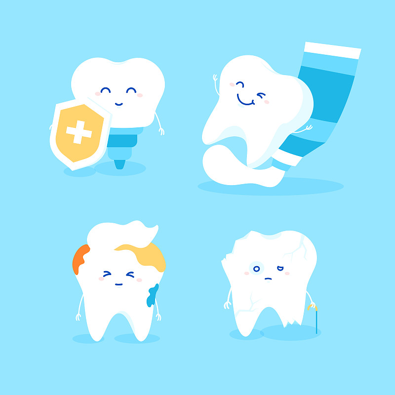 牙齒防護種植牙預防齲牙疾病口腔牙科牙醫治療醫療健康矢量插畫圖片