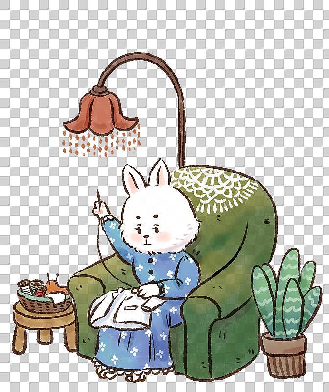 兔媽媽縫衣服圖片素材