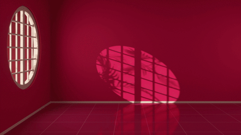 光影变化在圆形窗户的空房间3D渲染图片下载