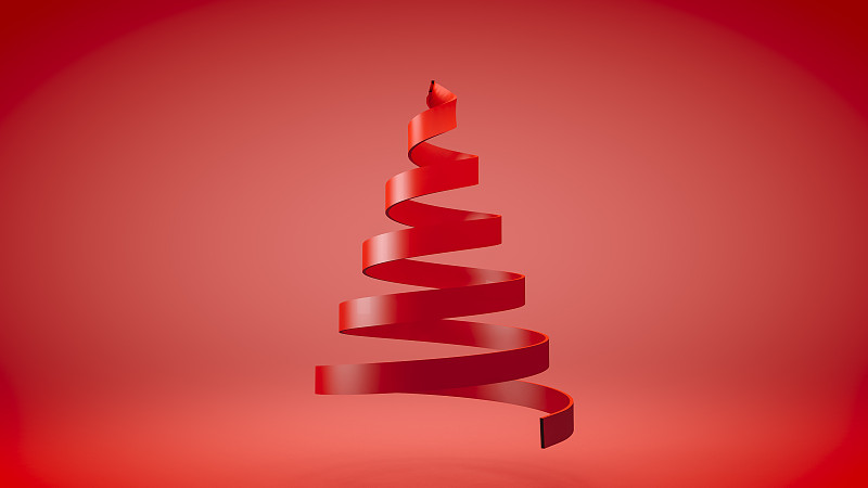 圣誕樹形狀的紅絲帶圖片素材