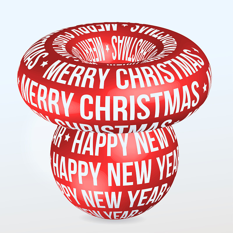 圣誕快樂，新年快樂字體紅色3d原始人在白色背景。2023年彩色時尚橫幅模板。矢量Eps10現代藝術設計。插畫圖片