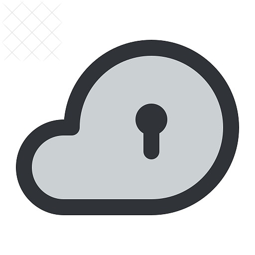 Weather, cloud, lock, locked, storage icon.