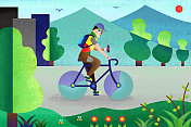 24节气与运动-春-清明-骑自行车图片素材