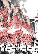 中国传统水墨插画二十四节气之霜降图片素材