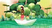 红帽小小女孩的生活二十四节气系列之雨水图片素材