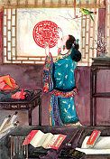 中国传统六节日美人之春节图片素材