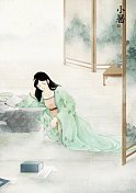 壁纸中国风插画二十四节气小暑 文字版图片素材