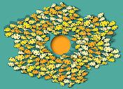 中国剪纸风格的云和太阳或月亮图片素材