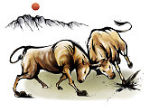 2021年的牛手画插图001图片素材