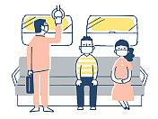 传染病预防措施:乘坐一定距离的火车的人图片素材