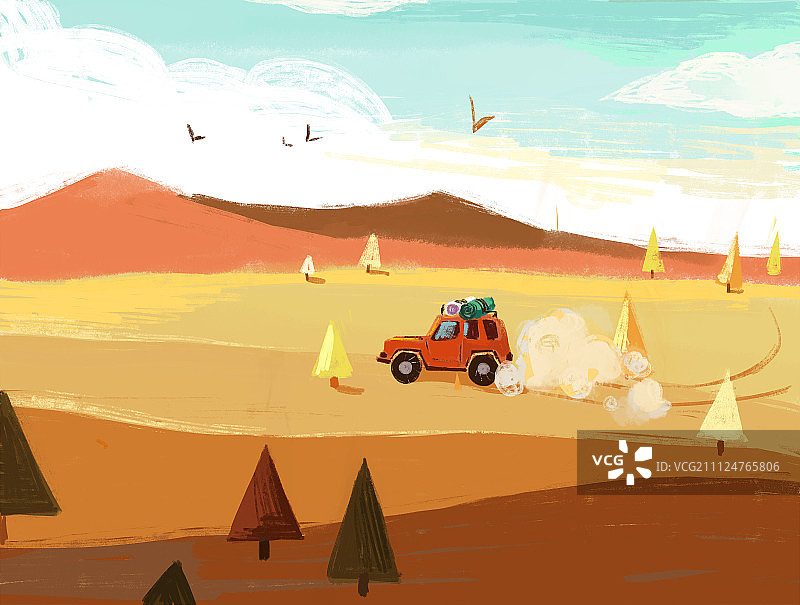 沙漠旅行插画图片素材