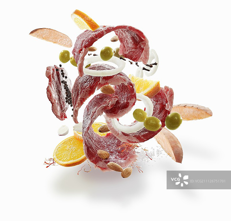 橄榄杏仁猪肉卷的配料图片素材