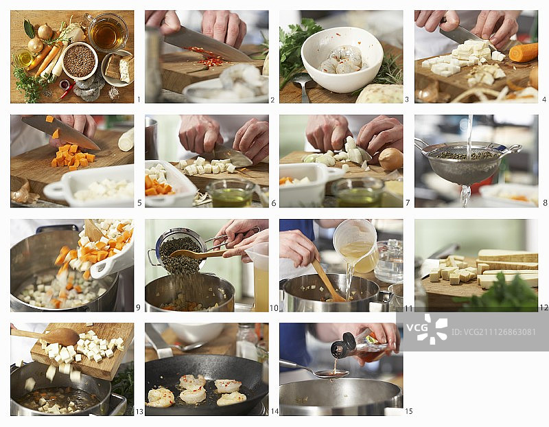 如何做一道菜扁豆与辣椒虾和豆腐图片素材