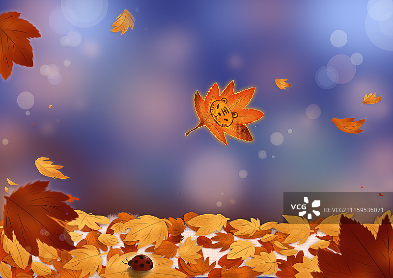 落叶与秋老虎图片素材