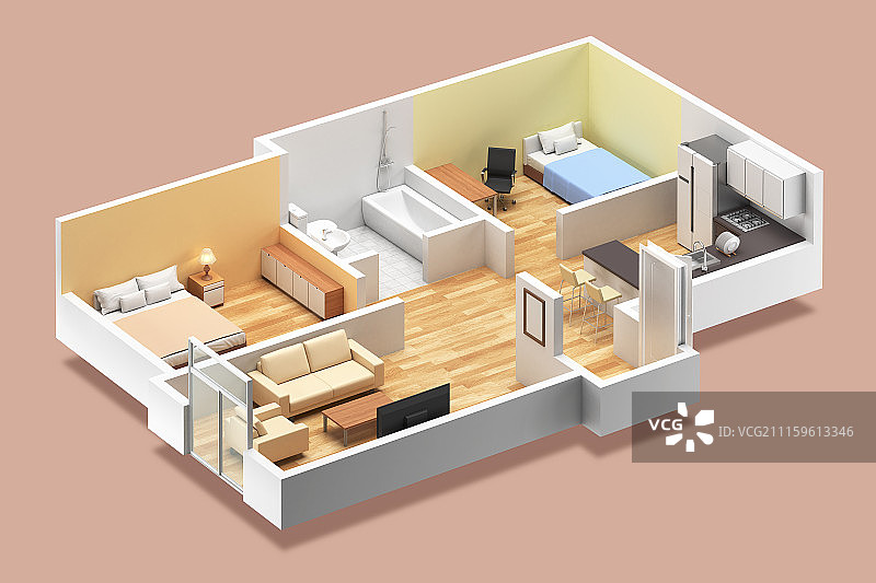 3D图形-不同的室内空间3D设计概念005图片素材