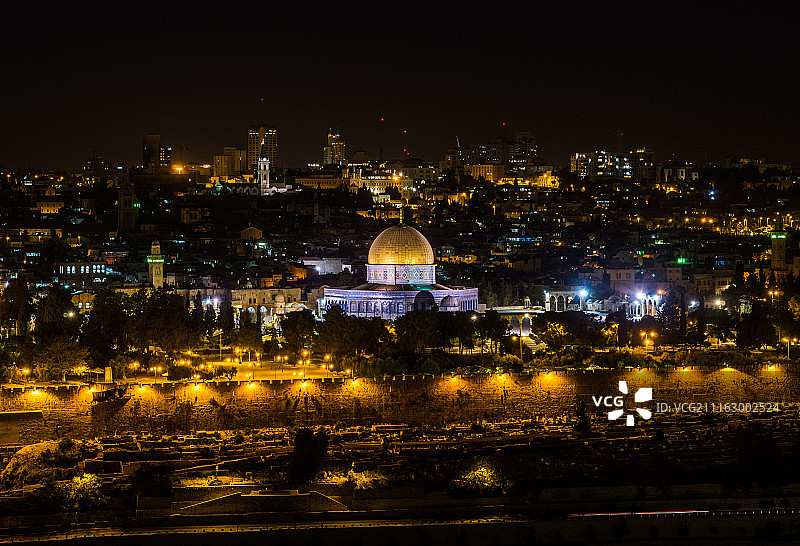 以色列耶路撒冷的穹顶夜景图片素材