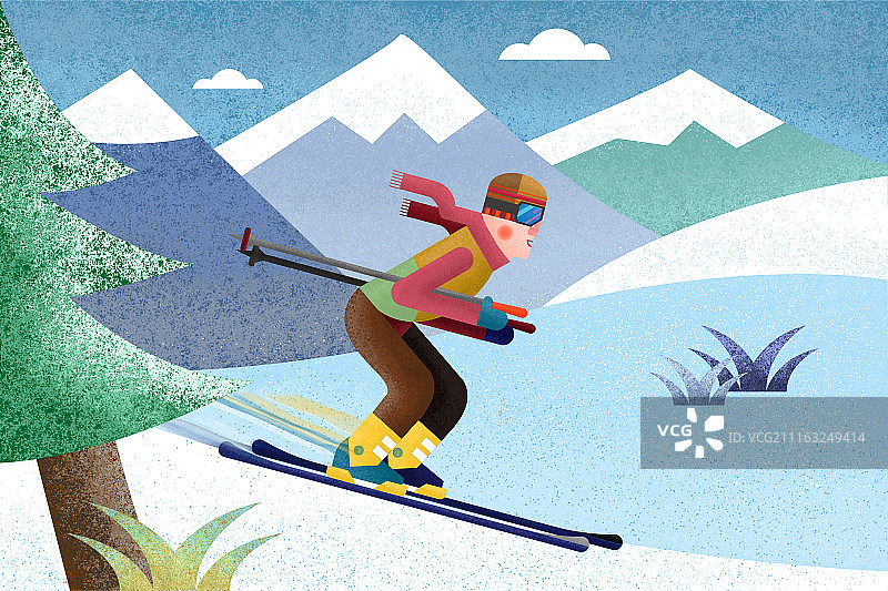 24节气与运动-冬-冬至-滑雪图片素材