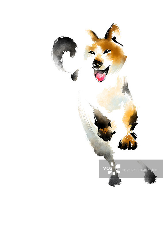 水墨画中的狗图片素材