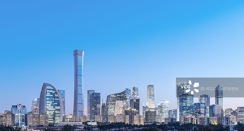 北京城市国贸CBD全景夜景背景用图图片素材