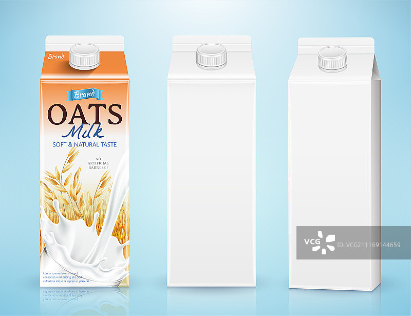 营养燕麦奶包装设计与牛奶盒样机图片素材