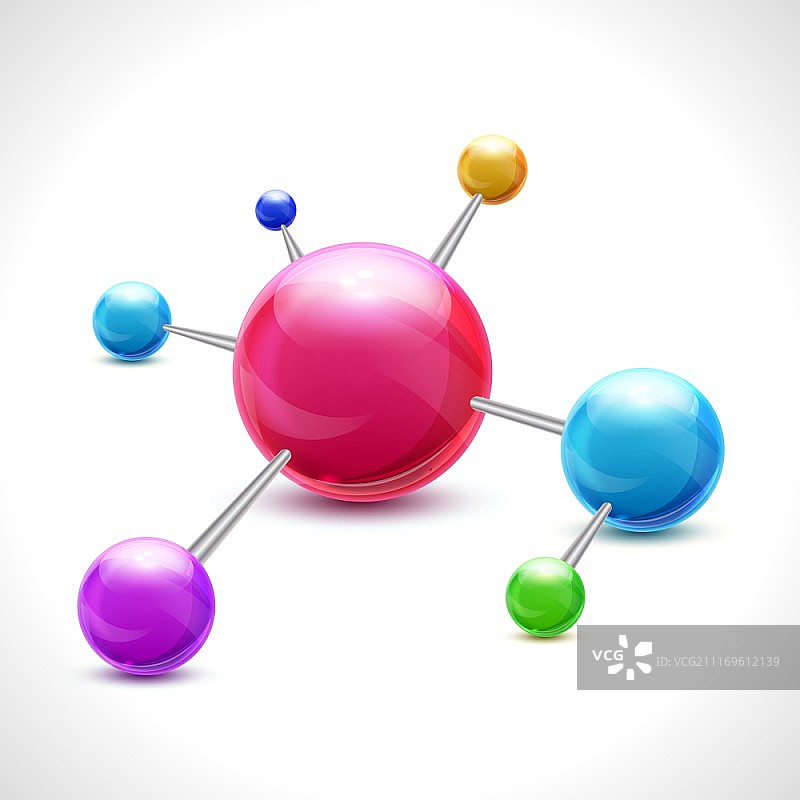三维化学分子模型概念孤立在白色背景矢量插图图片素材