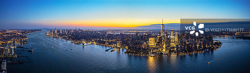 美国纽约城市天际线日出夜景全景图片素材