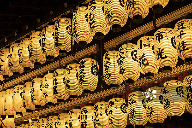 许多日本灯笼的观点图片素材