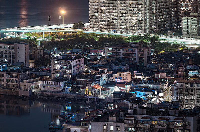 厦门思明区城市建筑夜景风光图片素材