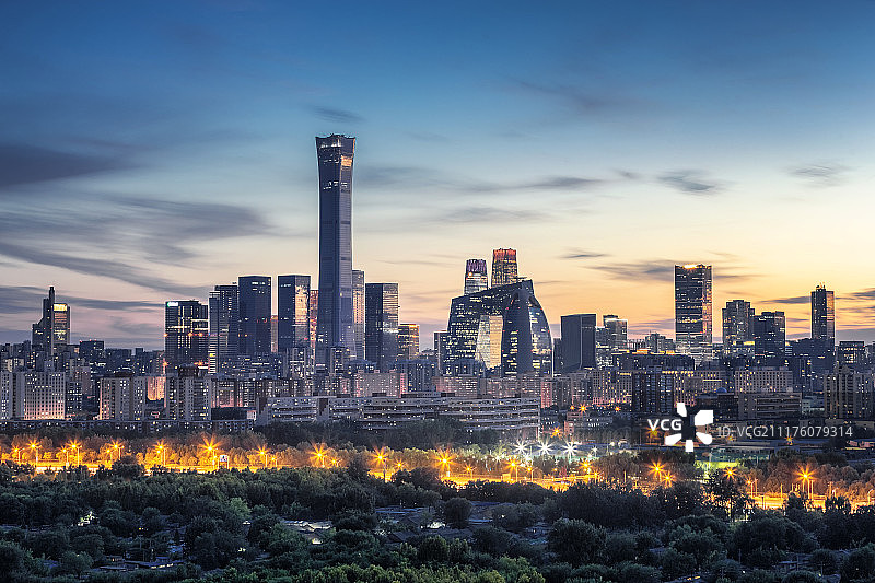 北京国贸商业区夜景图片素材