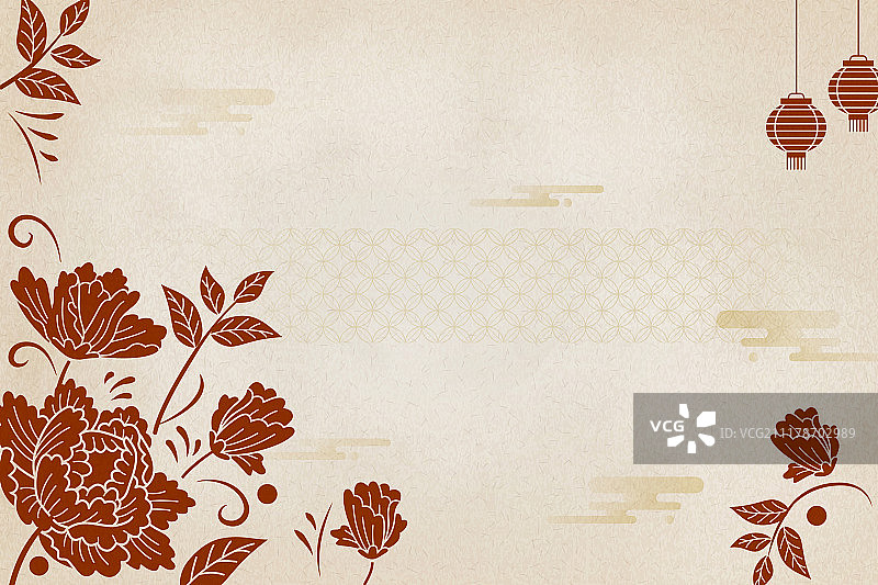 典雅牡丹花米色背景图片素材