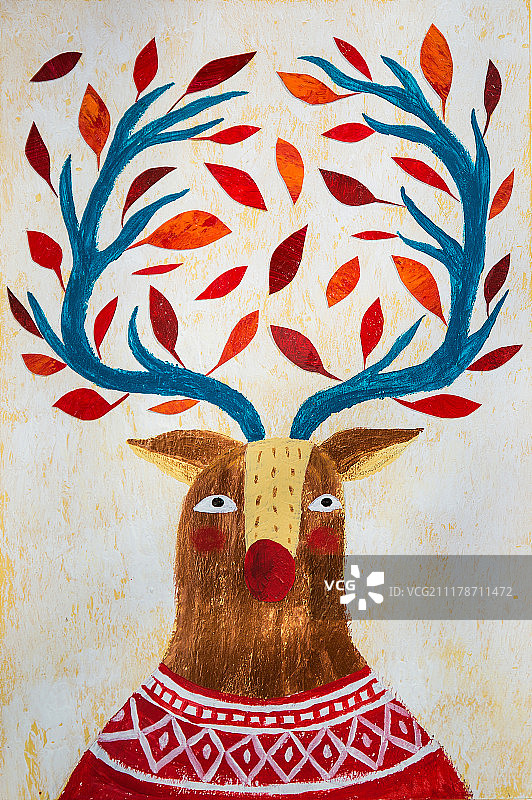 圣诞节插画圣诞鹿图片素材