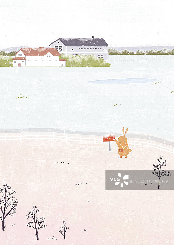 北欧风动物插画二十四节气图立冬图片素材