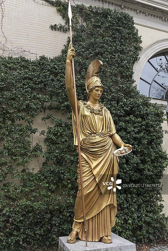 雅典娜雅典娜雕像，雕像，慕尼黑，上巴伐利亚，德国，欧洲图片素材