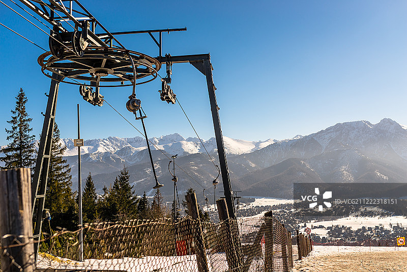 滑雪升降机的机制，可见的大，驱动图片素材