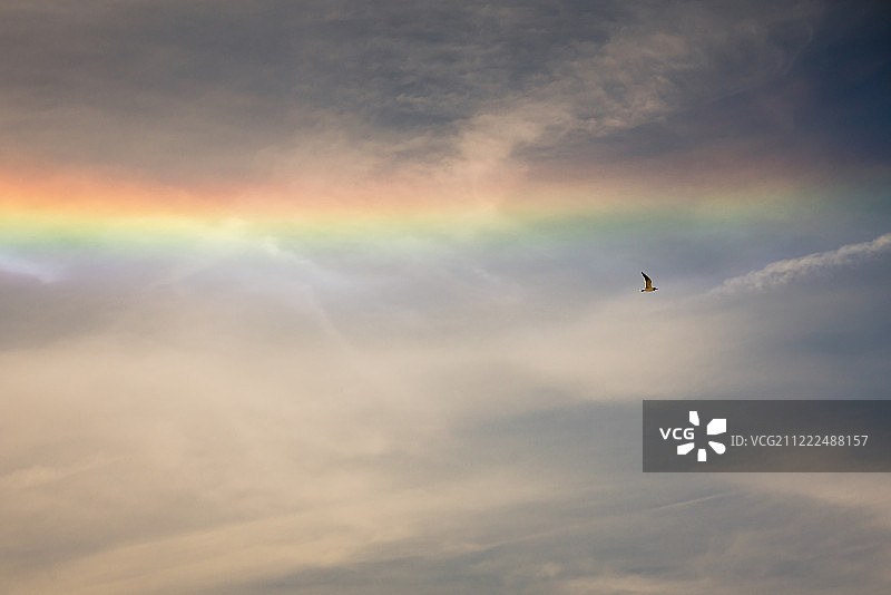 天空中彩虹的低角度视图图片素材