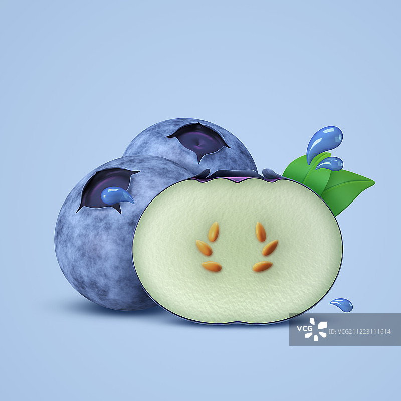 3D逼真的夏季水果和韩国食物023图片素材