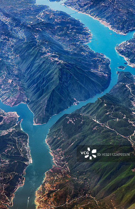 万米高空看长江三峡之瞿塘峡图片素材