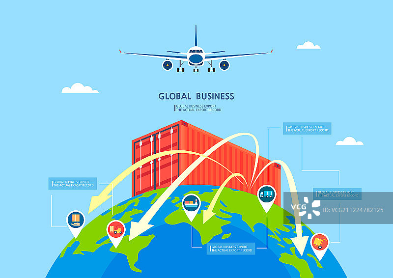 商业、货物运输、商业活动、全球、集装箱、地球、箭、飞机图片素材