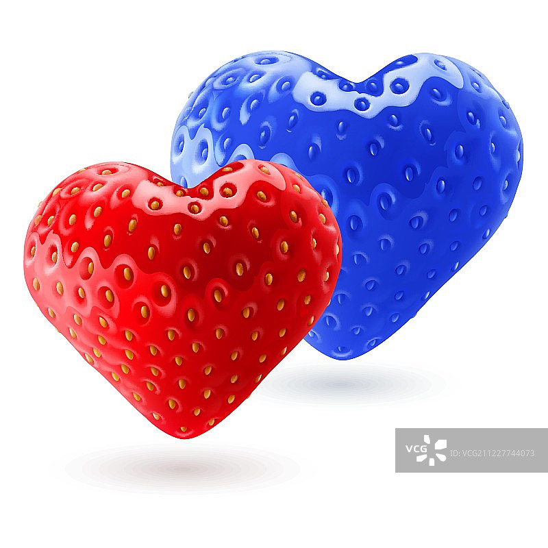 红色和蓝色的草莓心图片素材