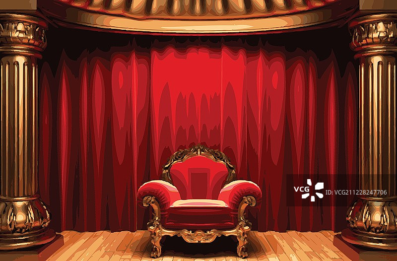 矢量椅和红幕舞台图片素材