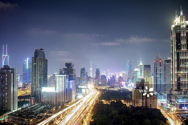 上海延安路高架夜景图片素材