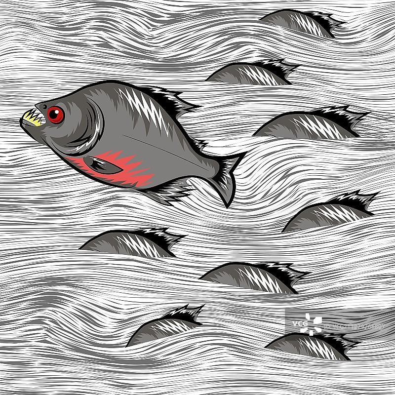 卡通鱼在水中游泳的背景图片素材