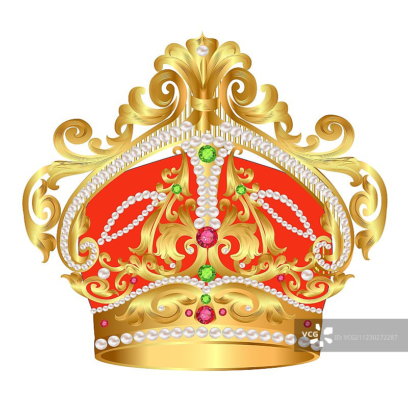 带有珍珠和图案的沙皇金皇冠图片素材